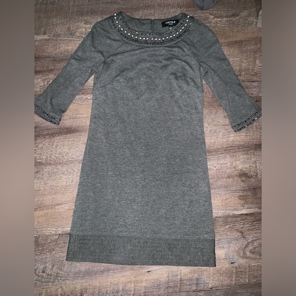 Chetta B Dresses Charcoal Chetta B Sunhee Beaded Shift Dress